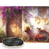 Fiets tegen muur met bloemen DP Diamond Painting