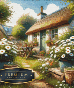 Huisje met margrieten DP Diamond Painting Layout