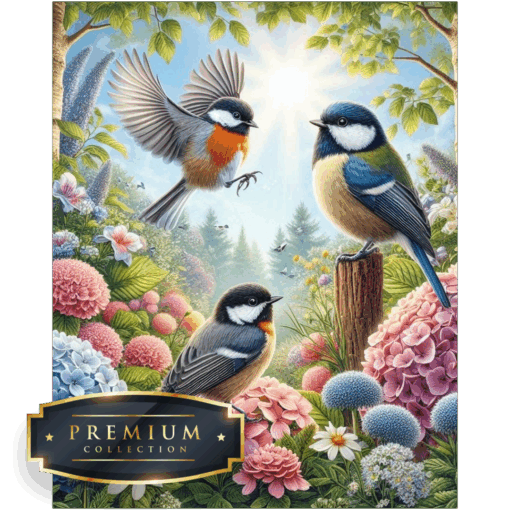 Meesjes in de bloementuin DP Diamond Painting