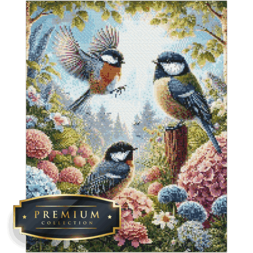 Meesjes in de bloementuin DP Diamond Painting Layout