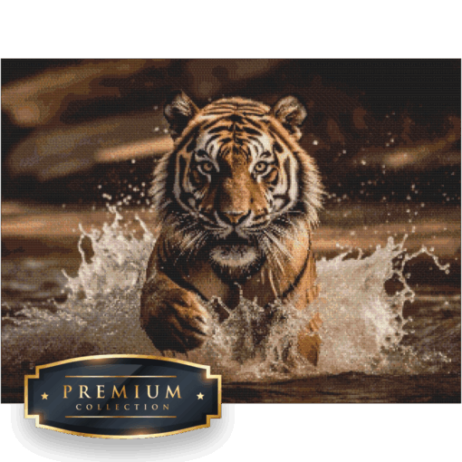 Tijger uit het water DP Diamond Painting Layout