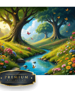 Bos met bloemen en vlinders DP Diamond Painting