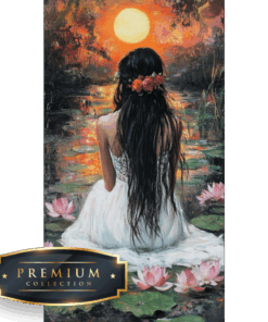 Zonsondergang tussen de waterlelies DP Diamond Painting