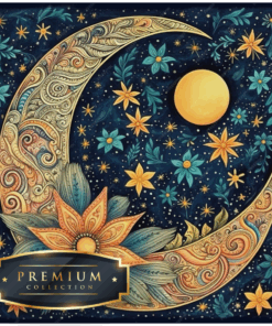 Psychedelische maan met bloemsterren DP Diamond Painting