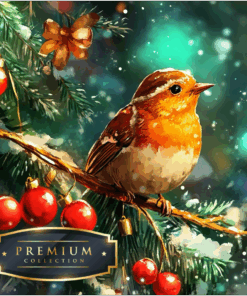 Kerstvogeltje Premium DP Diamond Painting
